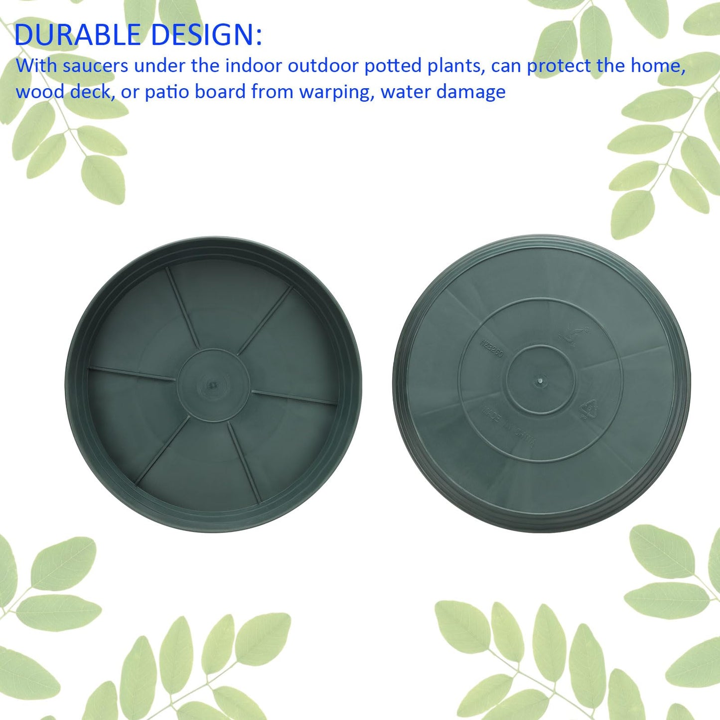 M METERXITY 6 Pack Planter Saucers - Plastic Plant Tray Flowerpot Drip Trays Round Apply to Outdoor/Garden (10.2 Inch/ 25.8cm, Cyan)