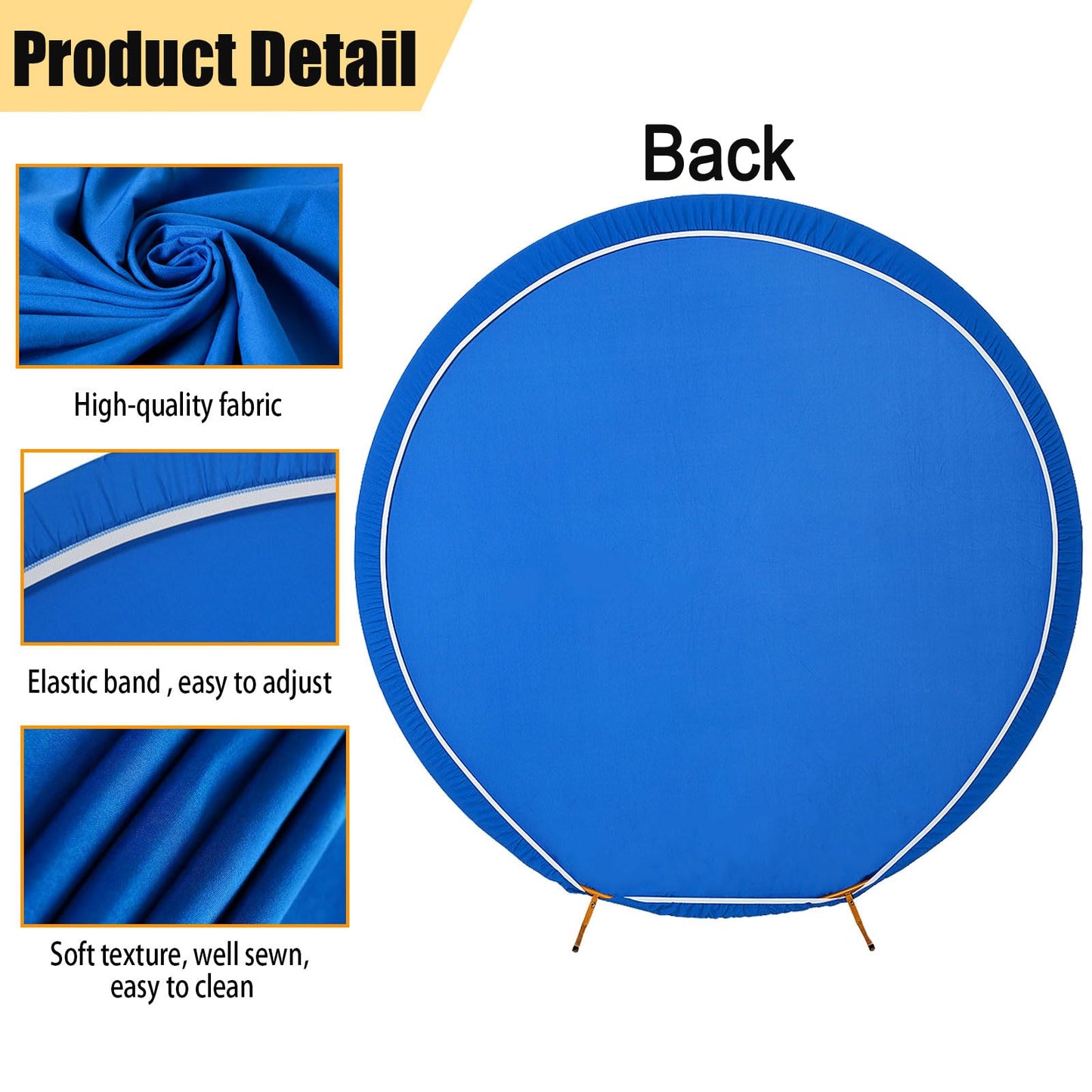 GUANSEN 6.5FT Royal Blue Round Wedding Backdrop Cover,Circle Balloon Arch Backgound Stand Cover for Birthday Party Baby Shower Halloween Decoration (Royal Blue)