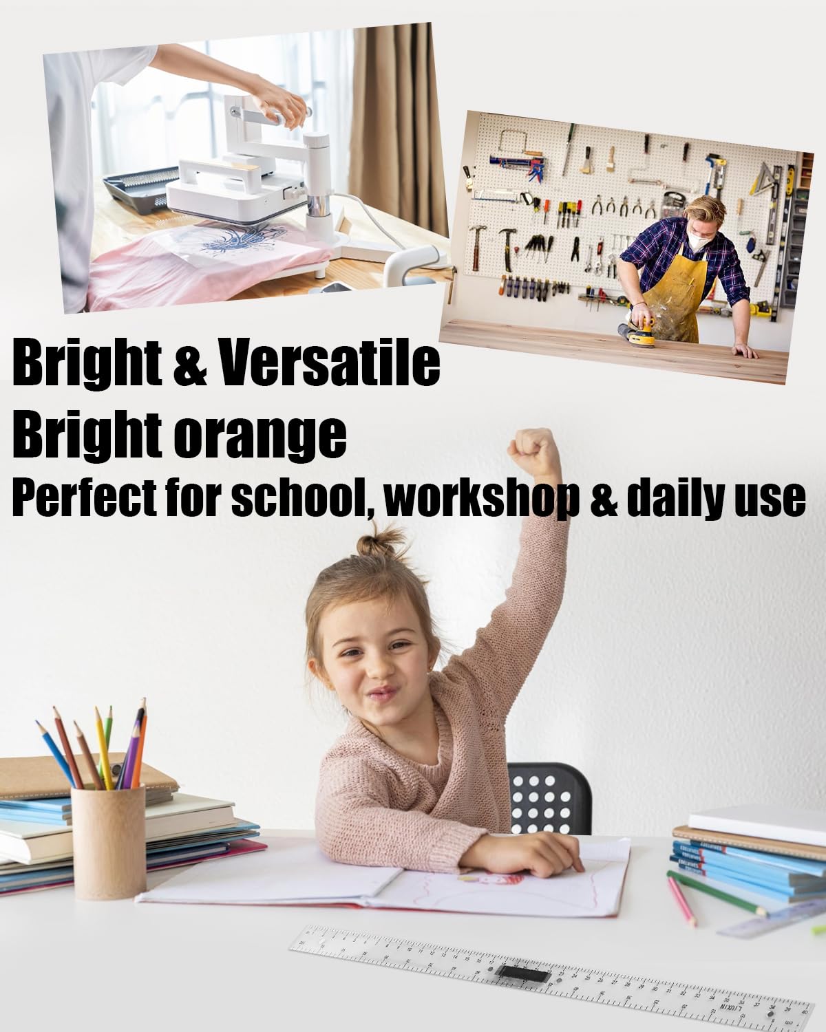 39in Clear Plastic Meter Stick with Handle, Detachable Sectional Teacher Ruler, Transparent Classroom Measuring Stick for Math Science Whiteboard Chalkboard