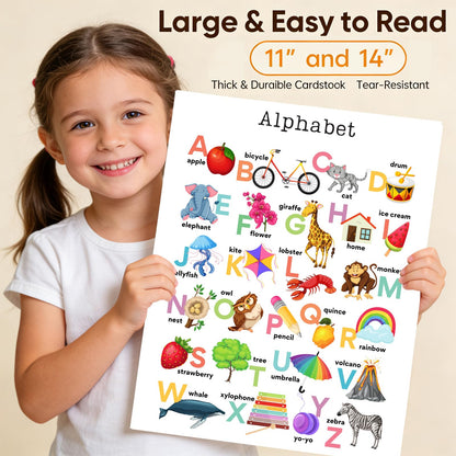 Educational Preschool Learning Posters,Alphabet ABC Posters for Toddlers Classroom Playroom Wall Decor,Counting Chart for Kindergarten,Pre K Learning Poster for Toddlers 1-3 Homeschool Supplies