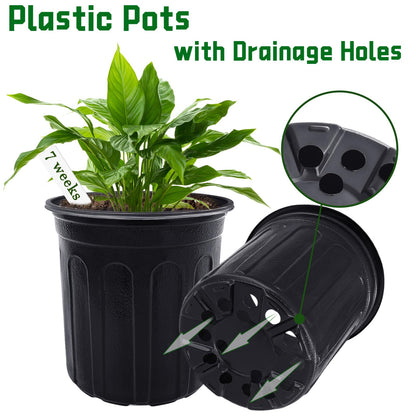 Qyyiguf 60 Pcs 1 Gallon Plant Nursery Pots,Plastic Pots with Drainage Holes,Garden Flower Container Seedling Pot with White Label for Planting,Cuttings,Transplanting,Home Garden(Black)