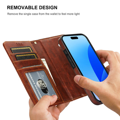 Bocasal Detachable Wallet Case for iPhone 16 Pro RFID Blocking Card Slots Holder Premium PU Leather Magnetic Kickstand Shockproof Wrist Strap Removable Flip Protective Cover 5G 6.3 inch (Brown)