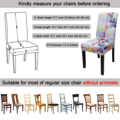 JQinHome Pattern Chair Covers for Dining Room Set of 4, High Stretch Removable Washable Parsons Chair Slipcover for Home Party Hotel Wedding Ceremony (Light Purple Flowers,4PCS)