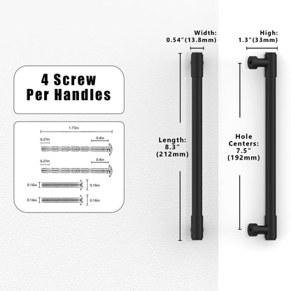 Talentedeco 10 Pack Matte Black Cabinet Pulls 7.5 Inch(192mm) Kitchen Cabinet Handles Cabinet Hardware for Drawer Pulls