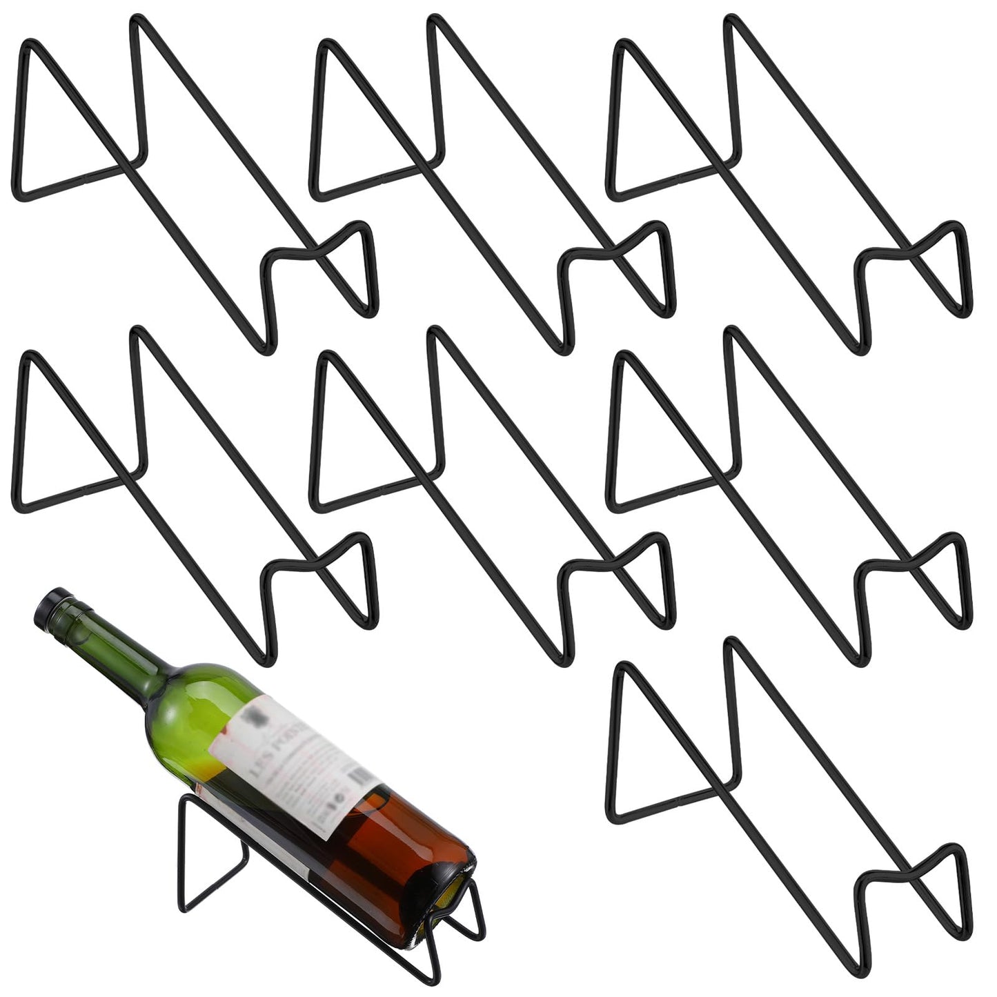 8pcs Single Wine Bottle Rack, Metal Tabletop Wine Display Racks, Stylish-Wine Bottles Organizer, Black Simple Style Single Bottle Champagne Rack, for Home Decor, Restaurants, Bar, Kitchen, Party