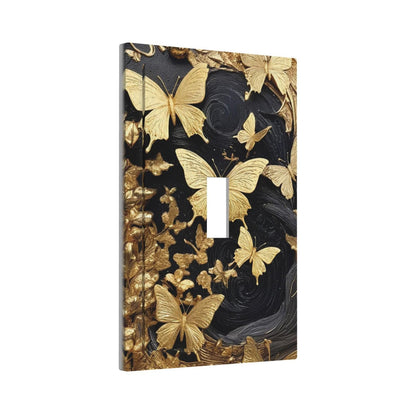 CZRPKEN Beautiful Golden Butterflies 1 Gang Black Abstract Art Light Switch Covers Flying Butterfly Single Toggle Wall Plate Decorative Switchcover Electrical Switchplate Bathroom Bedroom Decor