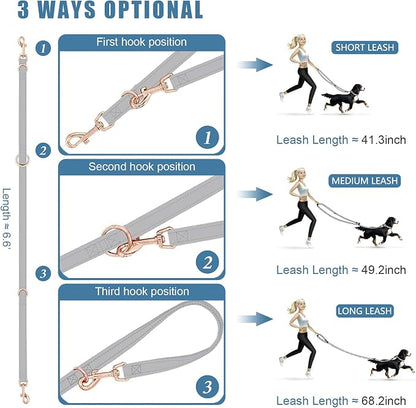 Soft Leather Dog Collar and Leash (6.6') Set - Stylish Rose Gold Heavy Duty Metal Buckle, 4 Adjustable Lengths Leash for Small Medium Large Dogs - Comfortable & Easy to Clean Grey M(13.8"-19.7")