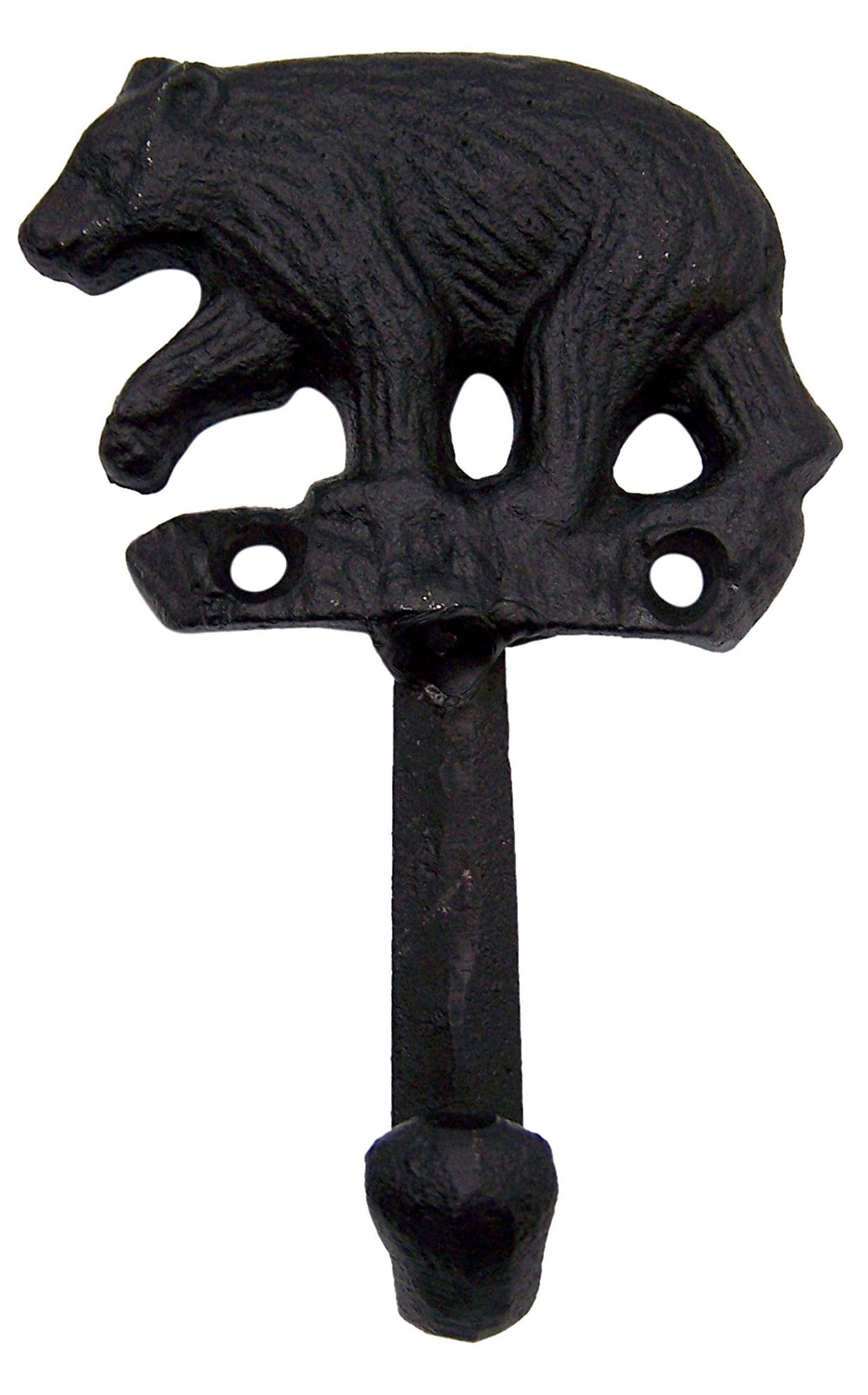 Wowser Rustic Black Bear Cast Iron Wall Hooks, Set of 3, 5 Inches