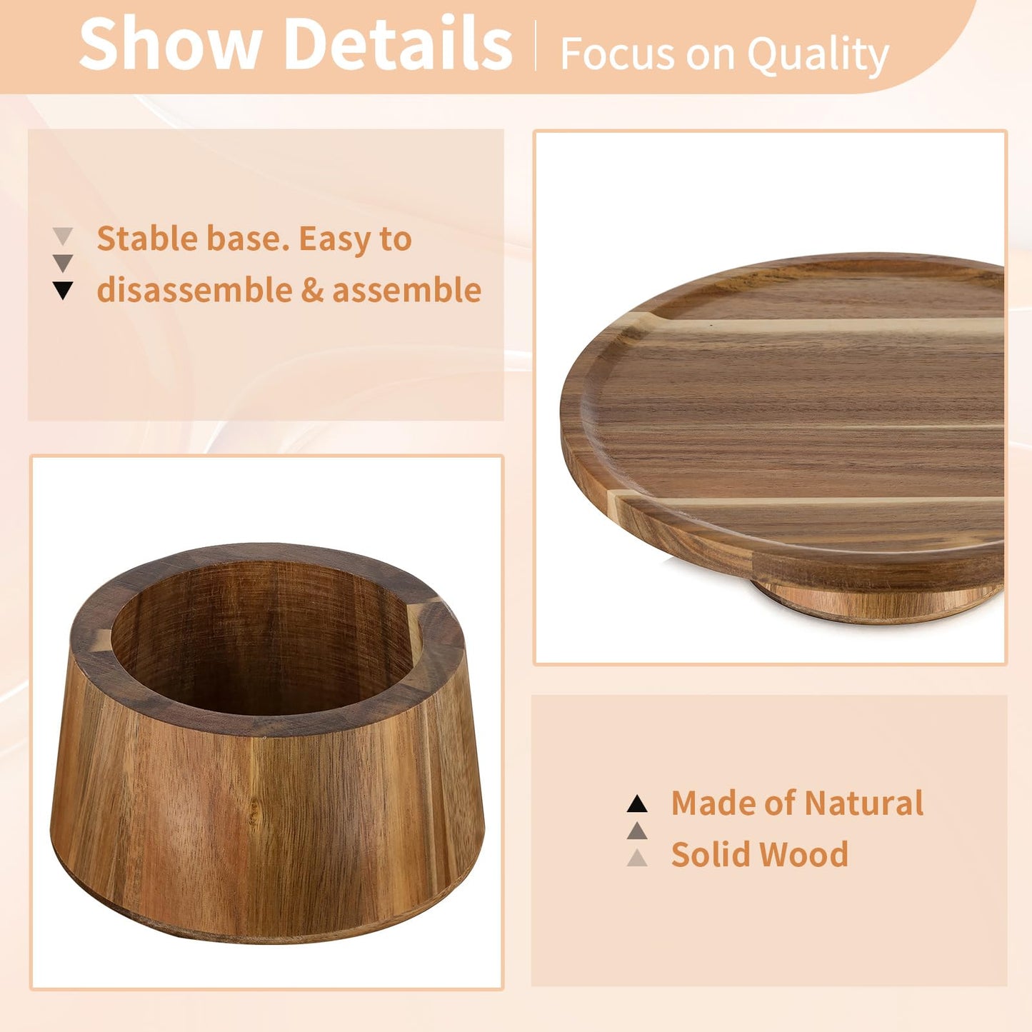 NUPTIO Wood Cake Stand Cupcake Stand: Small Round Cake Display Holder 7.6 Inch Pastry Stands Muffin Snack Platter for Kitchen Wedding Reception Bakery Baby Shower Graduation Dessert Table- 6 Inch Cake