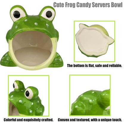 KISWIAR 1 Pcs Cute Frog Candy Servers Bowl,Halloween Trick Or Treat Bowl,Fun Candy Dish,Candy Dish for Office Desk Frog Cookie Jar Frog Shape Jewelry Dish Tray for Home Kitchen Office Table
