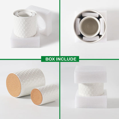 Docrin Ceramic Kitchen Utensil Holder 2 Pack - 6.8"+5.1" Inch Countertop Storage Organizer, Non-Slip Base, Easy to Clean, Elegant White Ceramic Utensil Crocks for Spatulas, Spoons, Cooking Gadgets