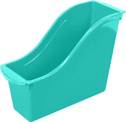 Storex Small Book Bin – Interlocking Plastic Organizer for Home, Office and Classroom, Teal, 6-Pack (71114C06C)