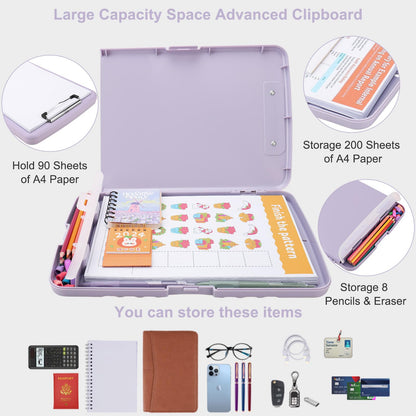 SFLHHDM Purple Clipboard, Clip Board 8.5x11, Teacher Clipboards with Storage, Plastic Clipboard with Pen Holder, Clipboards Storage for Women Teachers Work, School & Office Supplies