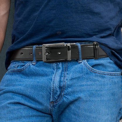 DOOPAI Reversible Leather Belt for Men 1.25" - Dual Sided Dress and Casual Belt, Trim to Fit, 2 Styles in One Belt