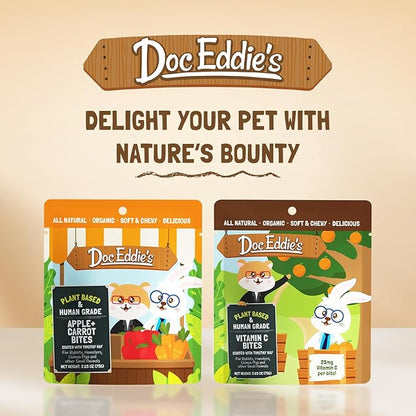DOC EDDIE'S Vitamin C Bites Soft & Chewy Treats for Hamster, Rabbit, Chinchilla, Bunny, Gerbil, Mouse, Rat, Hedgehog, Squirrel, & Guinea Pig Friendly - Made w/Real Fruit & Organic, New & Tastier