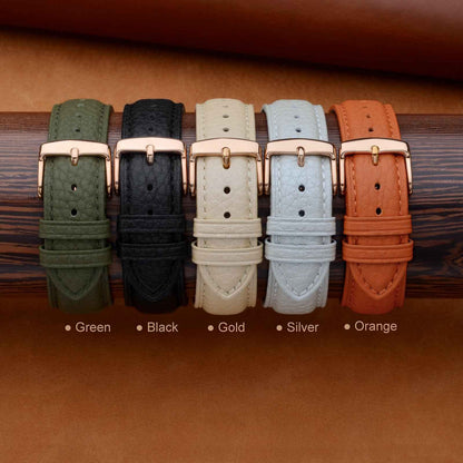 ANNEFIT Watch Band 18mm, Quick Release Textured Padded Leather Straps with Rose Gold Buckle for Men and Women (Brown)