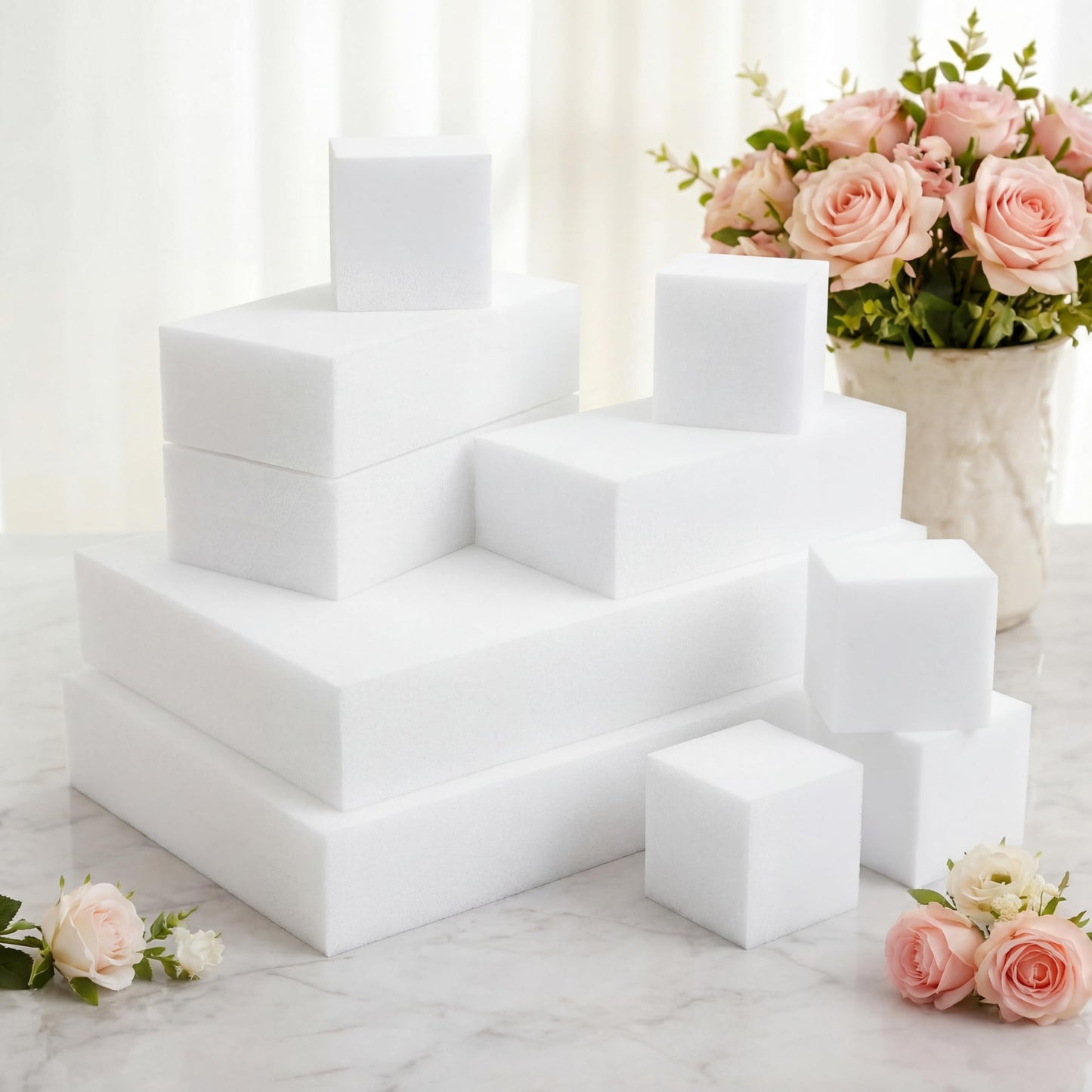 10 PCS Craft Foam Blocks for DIY Projects, White Soft Foam Bricks in 4 Sizes, Easy to Cut Floral Craft Blocks for Flower Arrangements, Sculpting, Wedding Decor & Art Crafts