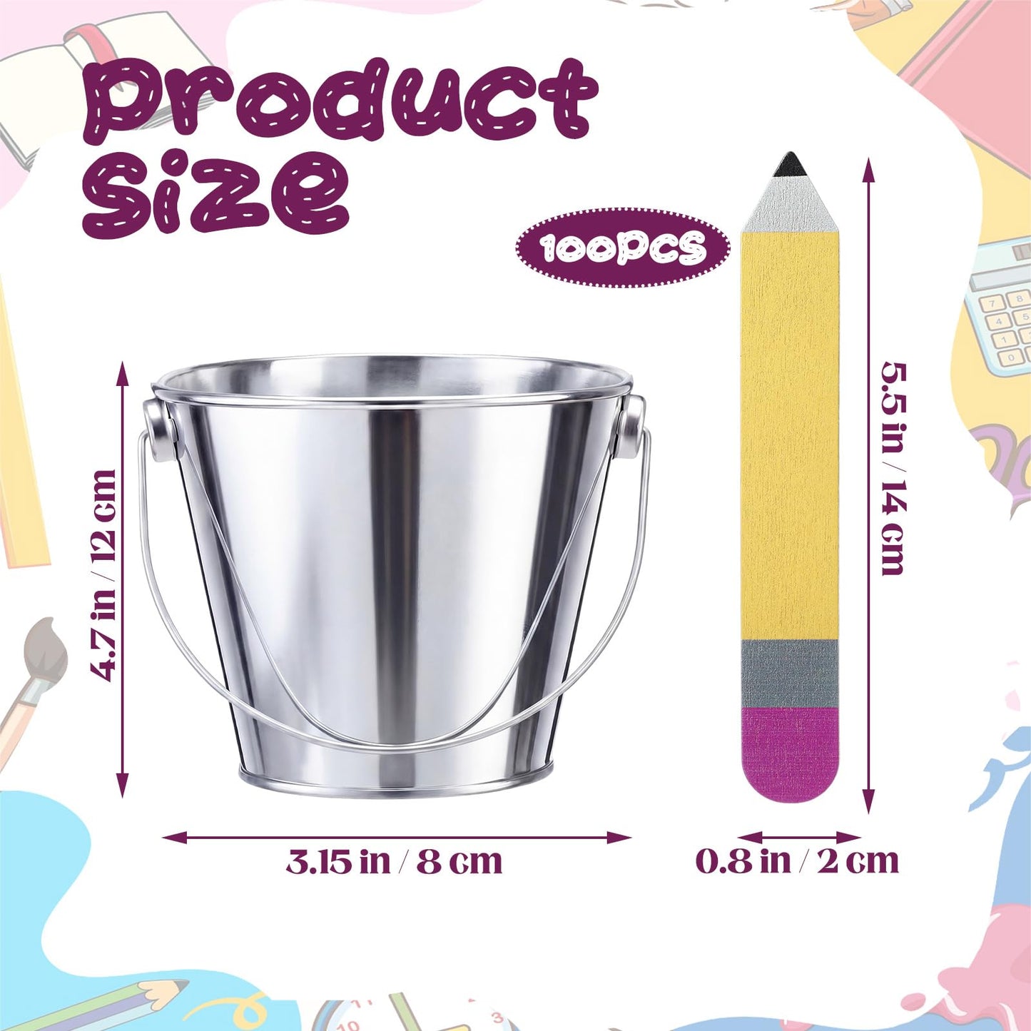 Novabright 100 Pcs Pencil Flip Name Sticks with Metal Bucket Talking Flip Name Counting Sticks for Classroom Management Teacher Student Grouping Tally Educational and Learning Classroom Supplies