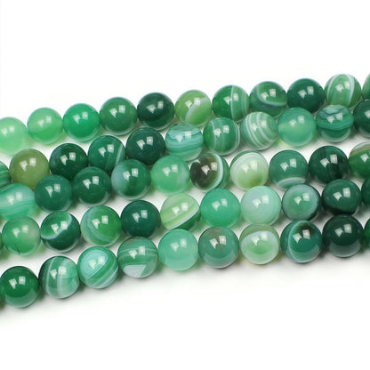 MJDCB Natural Stone Beads Green Striped Agate Round Loose Beads for Jewelry Making DIY Bracelet Necklace (6mm)