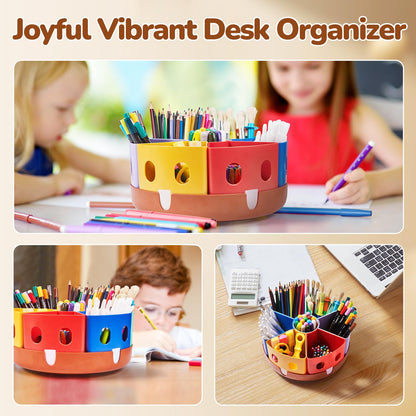 GAMENOTE Rotating Art Supplies Organizer - Lazy Susan Office School Supply for Kids Desk Organization and Storage Homeschool Craft Caddy Classroom Organization (Large)