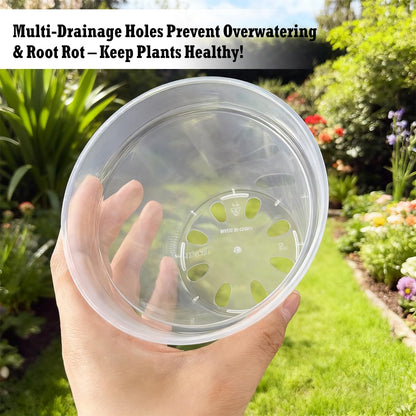 Vankcp 24 Pcs 4/5/6/7/8/9 Inch Clear Nursery Pots with Drainage Holes, Transparent Variety Pack Plastic Plant Pot for Plants, Clear Seedling Planter Pots for Flowers Vegetable Succulents Herbs