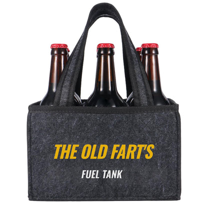 Funny Felt Beer Drink Carrier Tote Bag for Men, Novelty Gift for Dad, Husband, Boyfriend, Birthday, Father’s Day, Beer Lover Gift, 6-Bottle Portable Beverage Carrier with Handle