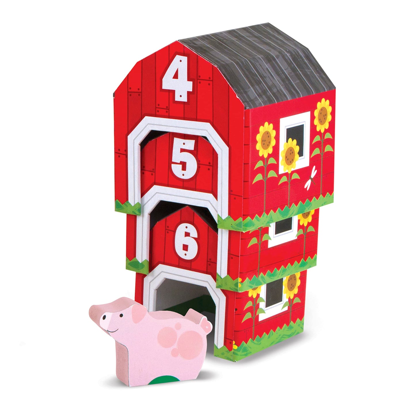 Melissa & Doug Nesting and Sorting Barns and Animals with 6 Numbered Barns and Matching Wooden Animals