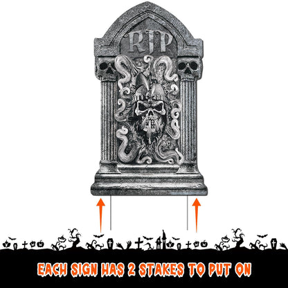Halloween Decorations Tombstones Yard Sign,6Pcs Luminous Rip Halloween Gravestones With 13.7'' Stake Large Graveyard Glow In The Dark Headstone Signs For Outdoor Yard Lawn Garden Cemetery Scary Decor