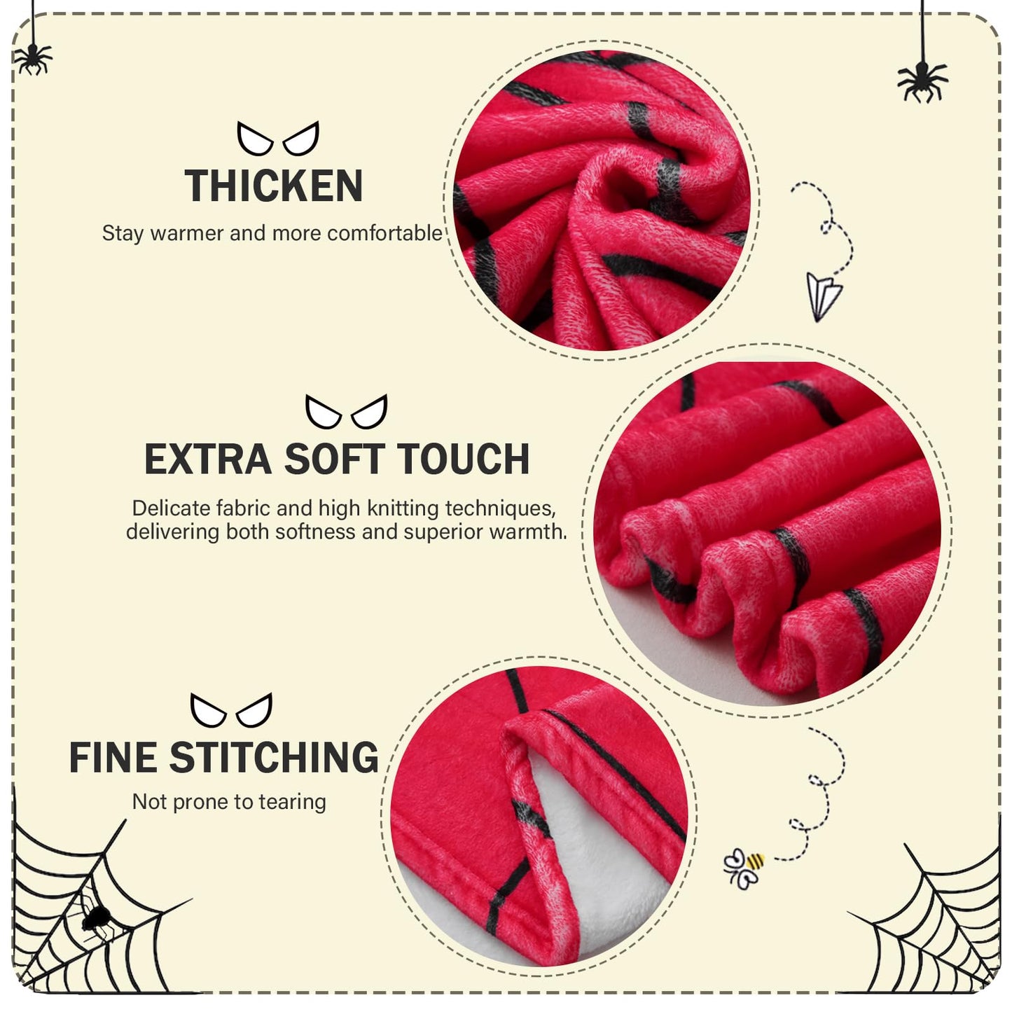AUIVTY Spider Blanket Spider Gifts for Boys Girls 5-12 Fleece Throw Blanket Kids Adult Birthday Halloween Bedroom Decoration (Red, 40"x50", Spider)