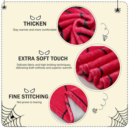 AUIVTY Spider Blanket Spider Gifts for Boys Girls 5-12 Fleece Throw Blanket Kids Adult Birthday Halloween Bedroom Decoration (Red, 40"x50", Spider)