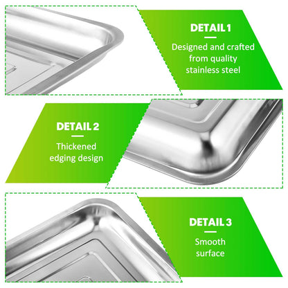FillTouch 10 Pcs Stainless Steel Seed Starter Tray, Stainless Metal Garden Trays, Nursery Seedling Pots for Collection Transplantation & Propagation Flats, No Drain Holes(15.8 x 11.8 x 1.4 Inch)