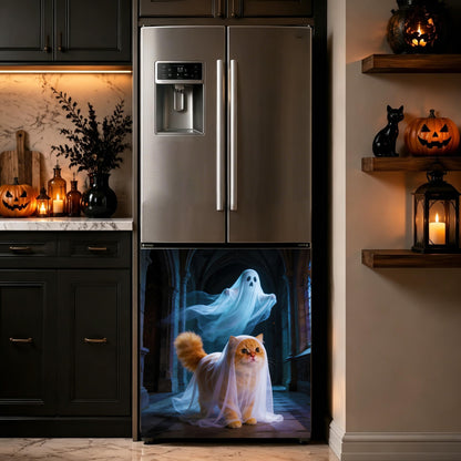 Halloween Ghost Cat Dishwasher Cover Magnet,23.03 x 25.59 in,Dishwasher Magnetic Cover for Kitchen Decor