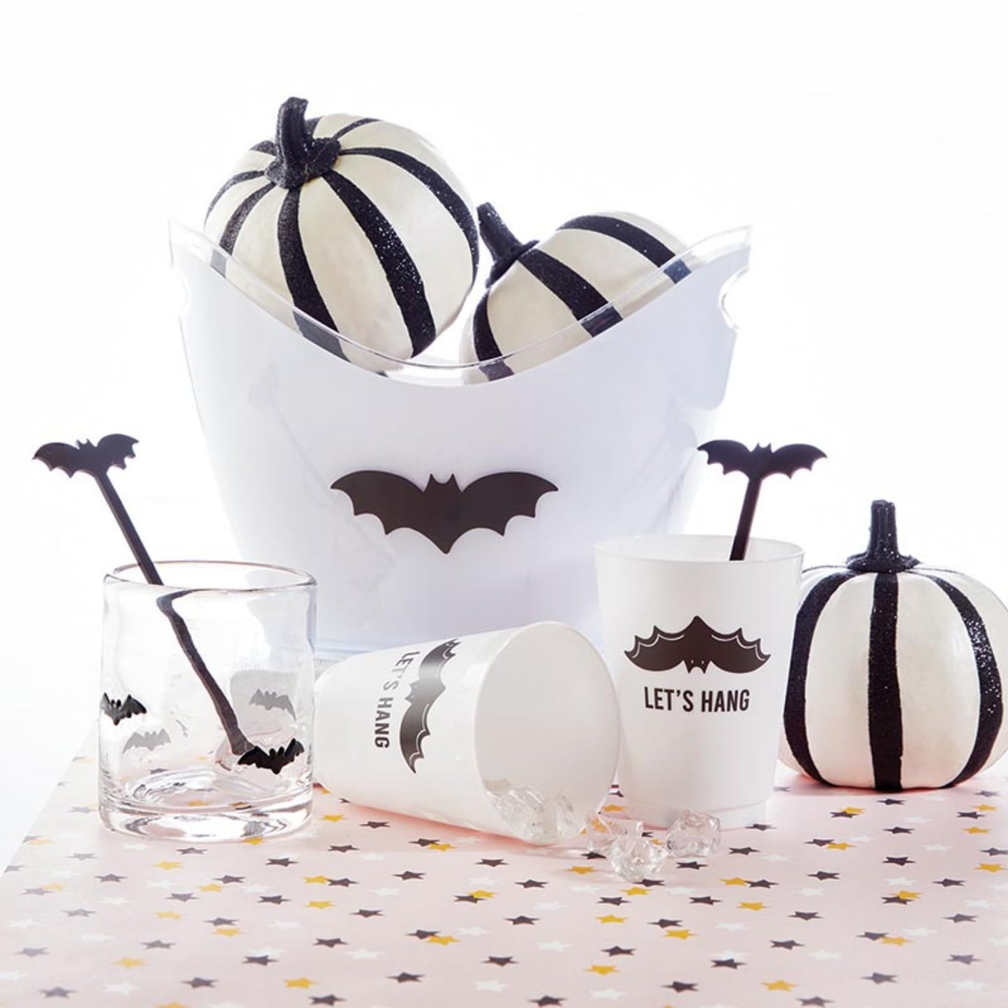 Slant Halloween Icon Double Old Fashioned Cocktail Glass, 16-Ounce, Bats