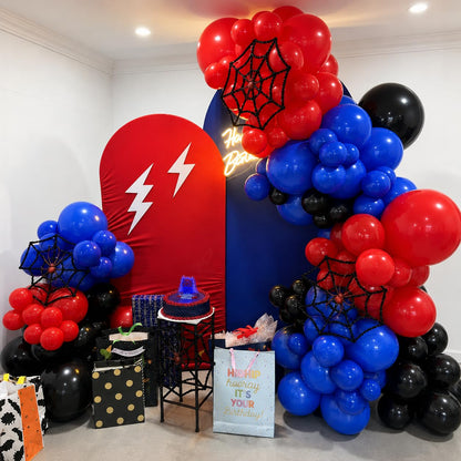 Red Blue Black Balloon Arch Garland Kit, 101 Pcs Matte Red Black and Royal Blue Latex Balloon Garland Set for Boys Kids Man Halloween Cool Spider Theme Party Birthday Graduation Party Decorations