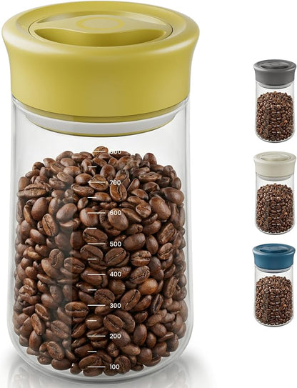 LAKUMIQI Overnight Oats Containers with Lids, 27oz Glass Jars with Airtight Lids, One-Hand 90° Twist-Off Wide Mouth Food Storage for Coffee Bean, Chia Pudding, Meal Prep, Pantry, Yellow