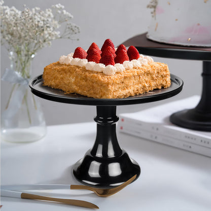 KLASKWARE Round Cake Stand Black 11" Melamine Cake Display Stand Dessert Cupcake Display Tray for holiday,Graduation,Wedding,Birthday,Party,Baby Shower,Anniversary,Ceremony,Christmas