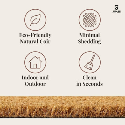 AMARU DOOR MATS - Natural Coir Door Mat, Minimal Shedding, Heavy Duty Non-Slip Welcome Mat for Front Door, Outside Entrance, Porch & Entryway (17x29, Welcome Paws)