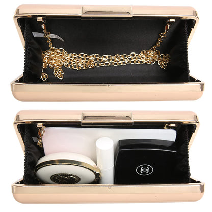 Dasein Women Evening Purses Clutch Bags Formal Party Clutches Wedding Purses Cocktail Prom Handbags (Patent Leather Camel)