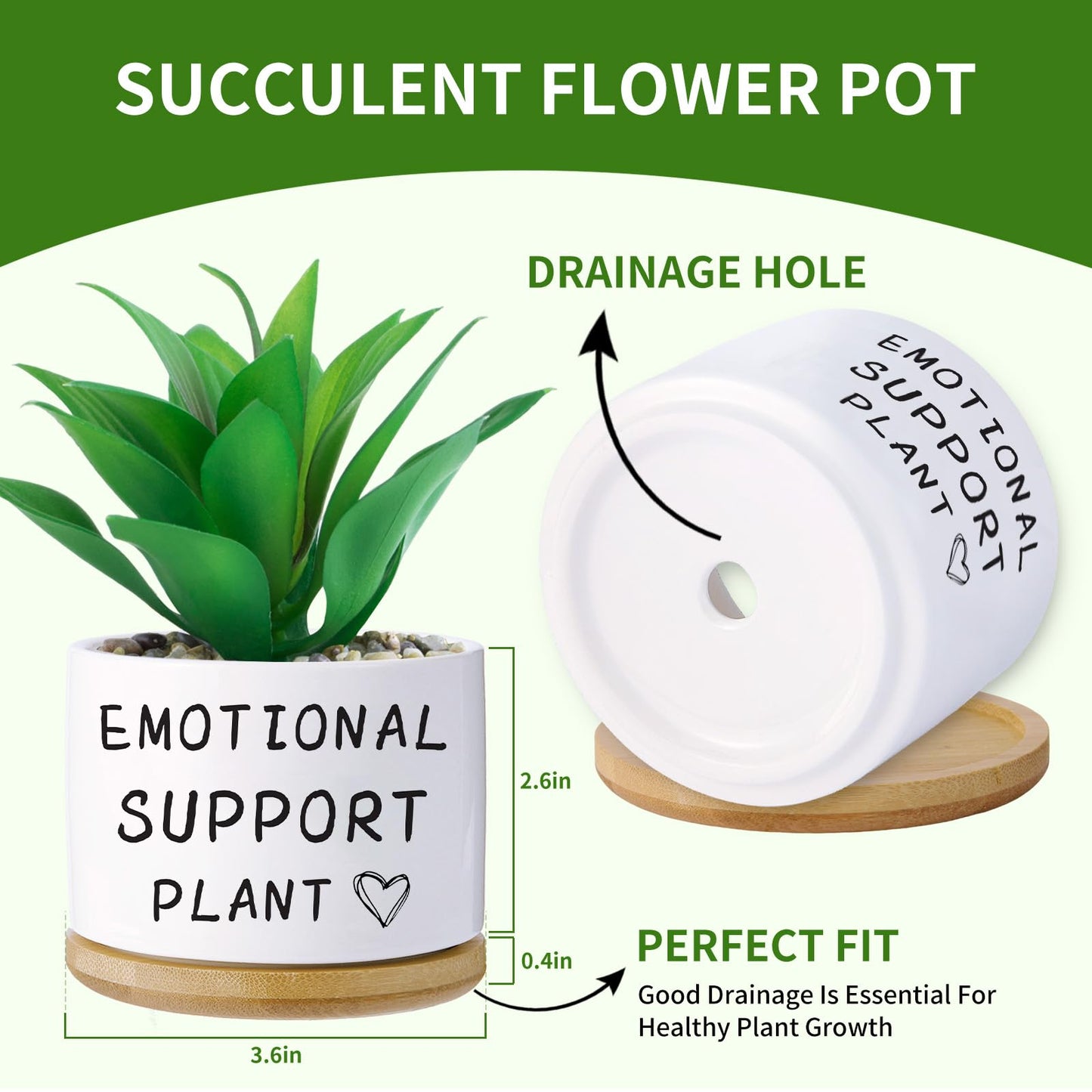 Haooxinwei Funny planters for Indoor Plants, for Planter Lover,Indoor Plants Garden Planters Succulent Pots, with Drainage Holes and Saucer(No Plants) (Emotional Support Plant)