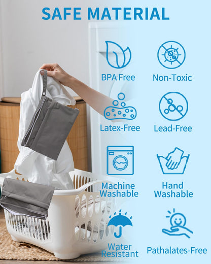 babygoal Wet Dry Bags for Baby Cloth Diapers, Washable Travel Bags, Beach, Pool, Gym Bag for Swimsuits & Wet Clothes with Two Zippered Pockets 2 Pack Small Size 2LNS01