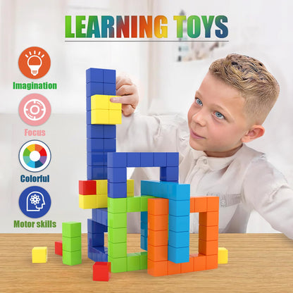 BananMelonBM 100 PCS Magnetic Building Blocks, for Toddlers Age 3-5, for Kids Ages 4-8,Magnetic Cubes, Preschool Educational Sensory Magnet Toys for Boys and Girls