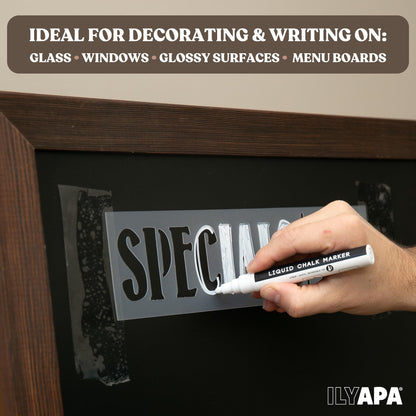 Ilyapa Metal Double Sided 24x42 Swinging Chalkboard Sign Bundle with Erasable 4-Pack White Liquid Chalk Markers - Magnetic A-Frame Sidewalk Menu Board for Restaurants & Businesses