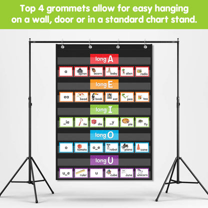 EAMAY Standard Pocket Charts, Clear 10 Pocket Chart for Teacher Lessons in a Classroom or Home Use – Fits Standard 3” Sentence Strips and Word Cards, Black