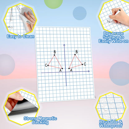 Aizweb Giant Magnetic Graph Paper,Dry Erase Grid Graphing for Classroom Whiteboard Accessories,Chart Paper Teacher Must Have Homeschool Teaching Supplies,Teacher Essential,21.5" x 16.5"