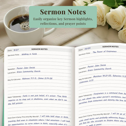 Bible Study Journal – Church Notes Notebook for Note Taking & Reflection – Daily Faith Journaling Kit, Faith Based Religious Gifts & Accessories