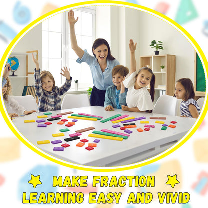 Sayglossy 8 Sets Fraction Tiles Set for Math Classroom Fractions Manipulatives Math Learning Manipulatives for Home School Supplies