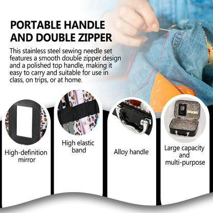 Wshxjzyay Portable Sewing Kit in Faux Leather Case, Sewing Kit, Fix Anything Anytime Portable for Beginners and Professionals