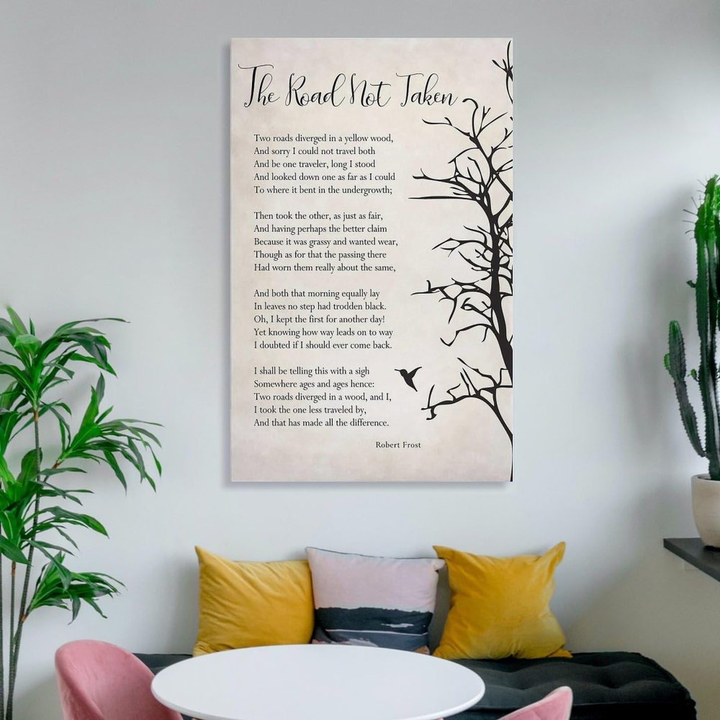 JHXNJDPOST The Road Not Taken Poster Poem Canvas Wall Art Aesthetic Decorative Painting Living Room Restaurants, Pool Halls And Hotelsstyle-5 16x24inch(40x60cm)
