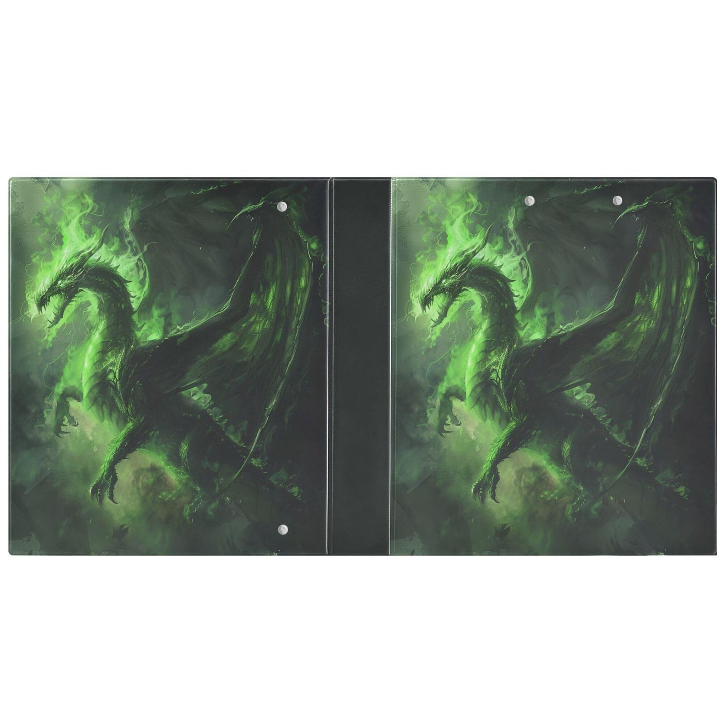 Dino Round Ring Binders 1.5 Green Fire Evil Dragon 3 Ring Clipboard Binder for Office School Work Supplies File Folder 200 Sheet Capacity Easy Open
