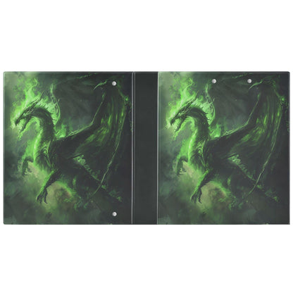 Dino Round Ring Binders 1.5 Green Fire Evil Dragon 3 Ring Clipboard Binder for Office School Work Supplies File Folder 200 Sheet Capacity Easy Open